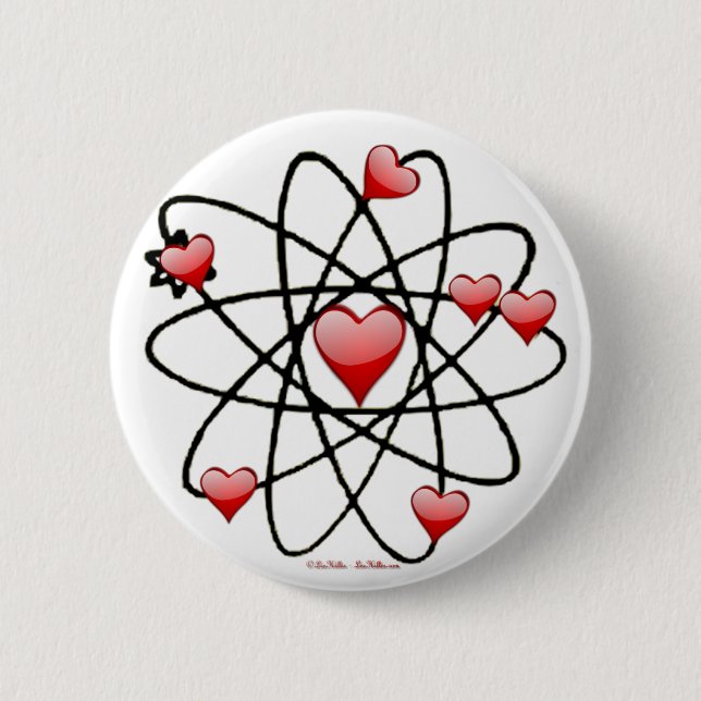 Chapa Redonda De 5 Cm San Valentín Corazones Rojos Atómicos (Anverso)