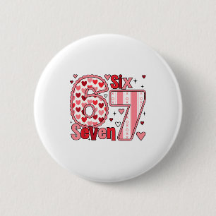 Chapa Redonda De 5 Cm San Valentín de Cuadros Lindo Seis Siete 6 7 Meme