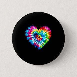 Chapa Redonda De 5 Cm San Valentín de Tie Dye Corazones Coloridos Día Ho