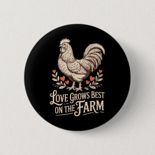 Chapa Redonda De 5 Cm San Valentín Divertido Pollo Lindo El Amor Crece M
