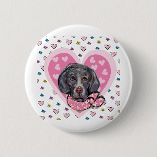 Chapa Redonda De 5 Cm San Valentín Weimaraner