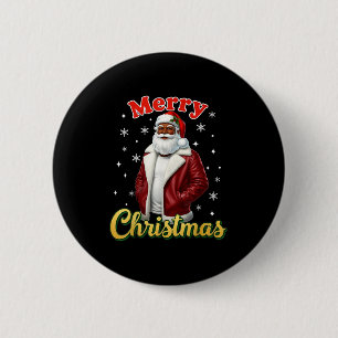 Chapa Redonda De 5 Cm Santa afroamericano Navidad Frío Negro X-mas 