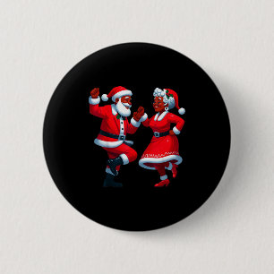 Chapa Redonda De 5 Cm Santa bailando Navidad negro afroamericano señora