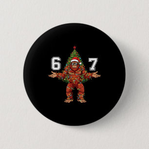 Chapa Redonda De 5 Cm Santa Bigfoot 67 Árbol de Navidad Luces de Navidad