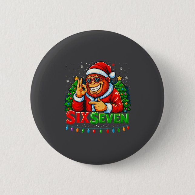 Chapa Redonda De 5 Cm Santa Bigfoot Christmas Sasquatch 67 Funny Meme Si (Anverso)