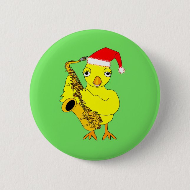 Chapa Redonda De 5 Cm Santa Cap Saxofón Chick (Anverso)