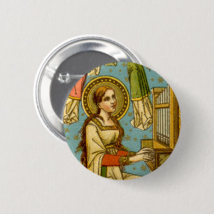 Chapa Redonda De 5 Cm Santa Cecilia de Roma neogótica (detalle; BNG 02)