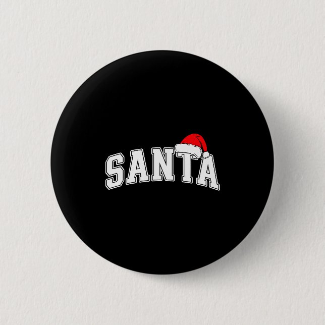 Chapa Redonda De 5 Cm Santa Christmas Varsity Text With Hat Family Xmas  (Anverso)
