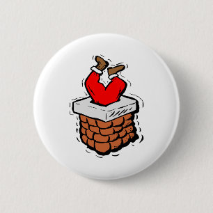 Chapa Redonda De 5 Cm Santa Claus Atrapado En Chimney