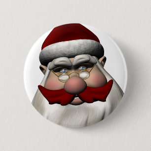 Chapa Redonda De 5 Cm Santa Claus con bigote rojo