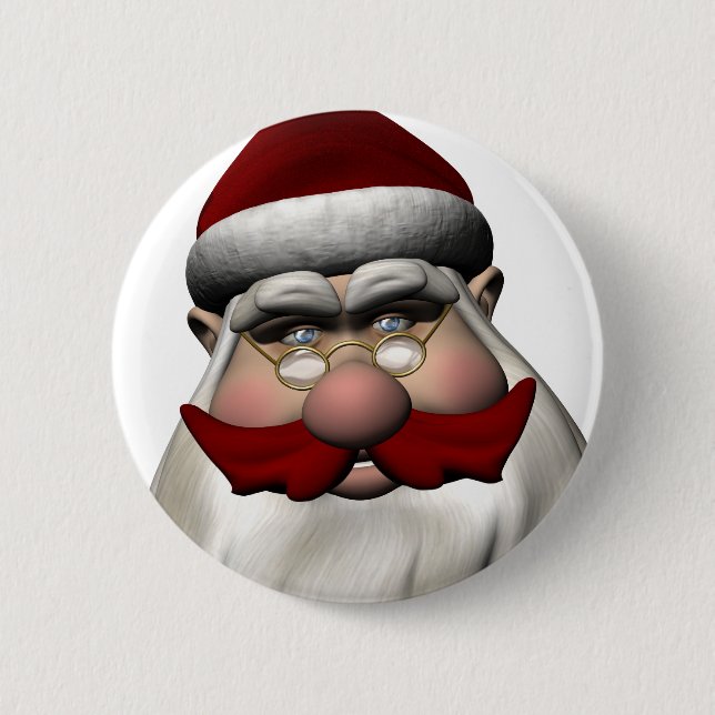 Chapa Redonda De 5 Cm Santa Claus con bigote rojo (Anverso)