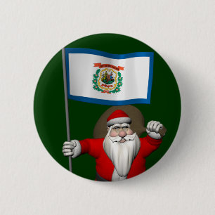 Chapa Redonda De 5 Cm Santa Claus Con El Diseño De Virginia Occidental