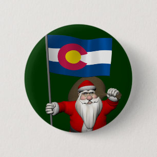 Chapa Redonda De 5 Cm Santa Claus Con El Fin De Colorado