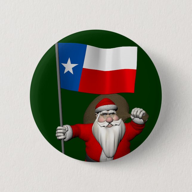 Chapa Redonda De 5 Cm Santa Claus con el fin de Texas (Anverso)