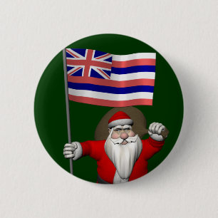 Chapa Redonda De 5 Cm Santa Claus Con El Firme De Hawaii