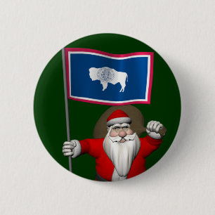 Chapa Redonda De 5 Cm Santa Claus Con El Firme De Wyoming