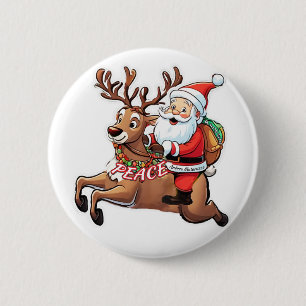 Chapa Redonda De 5 Cm Santa Claus con regalos de paz