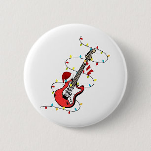 Chapa Redonda De 5 Cm Santa Claus de Guitarra Eléctrica Música Amante de