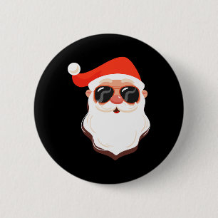 Chapa Redonda De 5 Cm Santa Claus enfrenta sol con barba Gorra Cristo di