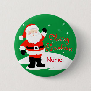 Chapa Redonda De 5 Cm Santa Claus Feliz Navidad