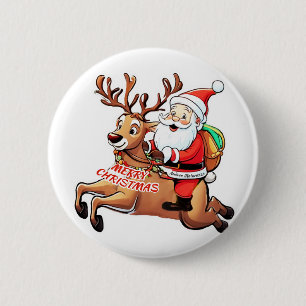 Chapa Redonda De 5 Cm Santa Claus Feliz Navidad