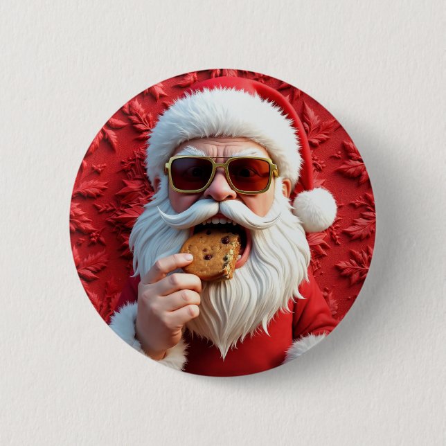 Chapa Redonda De 5 Cm Santa Claus genial (Anverso)