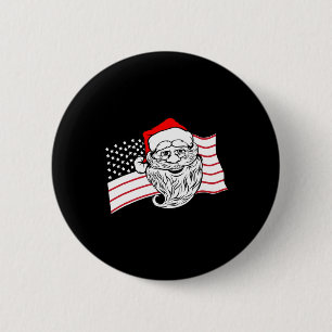 Chapa Redonda De 5 Cm Santa Claus Patriota Bandera Americana De Estados
