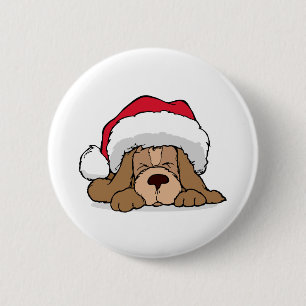 Chapa Redonda De 5 Cm Santa Claus Puppy