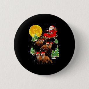 Chapa Redonda De 5 Cm Santa Claus Sleigh y amp; reno Foxes Xmas Pajam