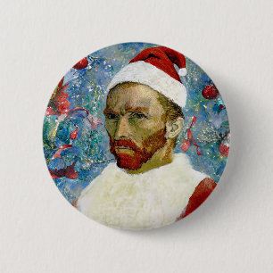 Chapa Redonda De 5 Cm Santa Claus, Van Gogh