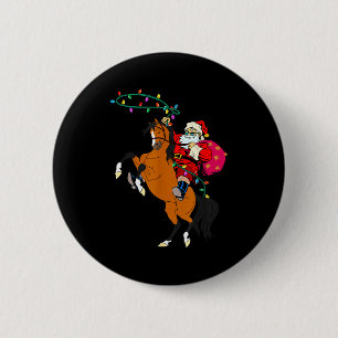 Chapa Redonda De 5 Cm Santa Claus vaquero montando un caballo Navidad va