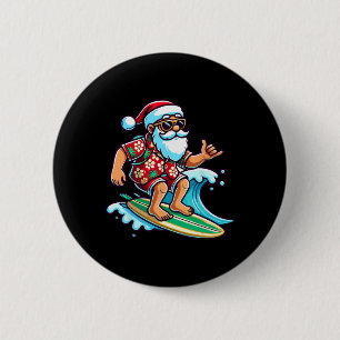 Chapa Redonda De 5 Cm Santa Cool Surfista Navidad En Verano Playa 
