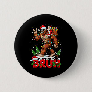 Chapa Redonda De 5 Cm Santa divertido Bigfoot Sasquatch Rock Navidad Xma
