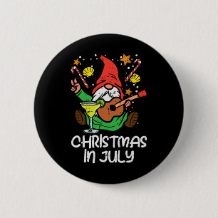 Chapa Redonda De 5 Cm Santa Duende Nórdico Tocando Guitarra Navidad En J
