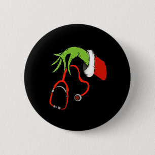 Chapa Redonda De 5 Cm Santa Estetoscopio Divertida Navidad Xmas Enfermer