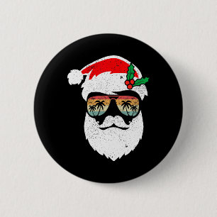 Chapa Redonda De 5 Cm Santa Face Retro Sungles Navidades de Hawái Xmas T