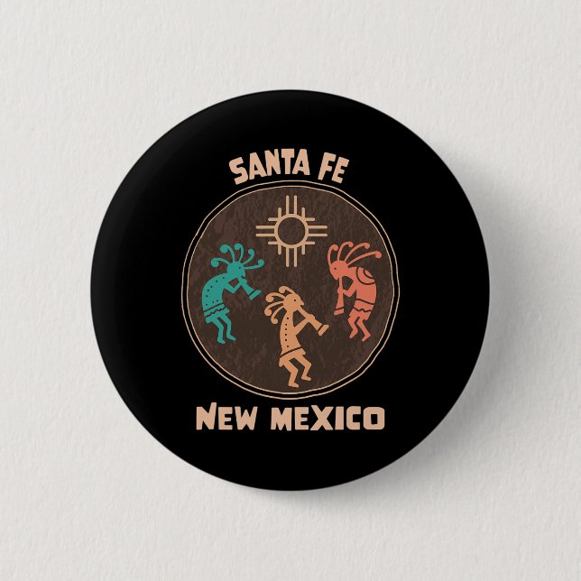 Chapa Redonda De 5 Cm Santa Fe New Mexico Kokopelli Vacation Souvenir  (Anverso)