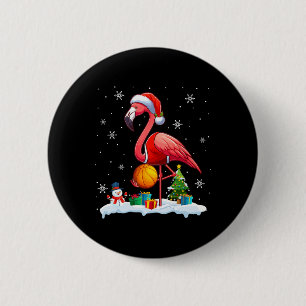 Chapa Redonda De 5 Cm Santa Flamingo Jugando Sketll Xmas Player Lover Ki