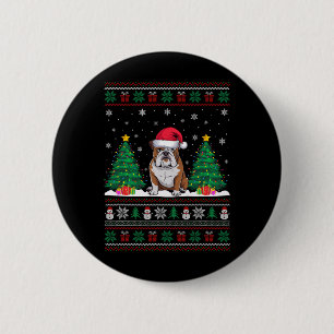 Chapa Redonda De 5 Cm Santa Hat Bulldog americano navidad árbol alumbra