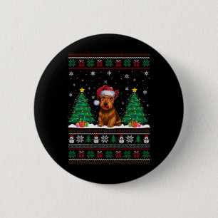 Chapa Redonda De 5 Cm Santa Hat Scottish Terrier Dog Xmas Tree Luces Ug