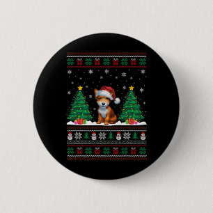 Chapa Redonda De 5 Cm Santa Hat Toy Fox Terrier Perro Xmas Árbol Luces U