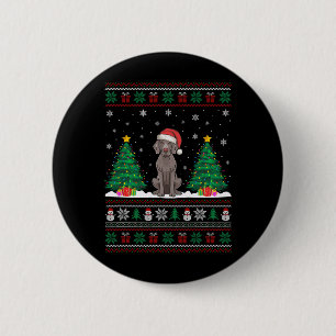 Chapa Redonda De 5 Cm Santa Hat Weimaraner Perro Árbol de Navidad Luces