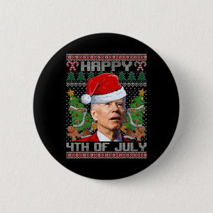 Chapa Redonda De 5 Cm Santa Joe Biden Feliz 4 De Julio De Los Navidades