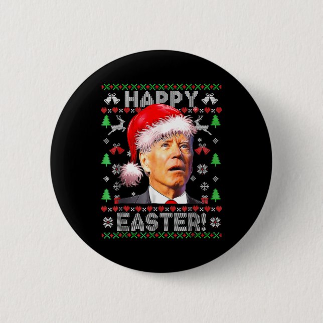 Chapa Redonda De 5 Cm Santa Joe Biden Feliz Pascua Navidades feos 1 (Anverso)