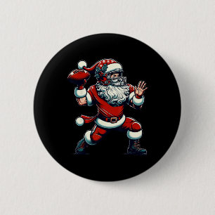 Chapa Redonda De 5 Cm Santa Jugando A Las Navidades De Fútbol Estadounid
