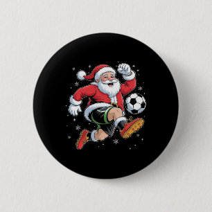 Chapa Redonda De 5 Cm Santa jugando fútbol Navidad chicos hombres niños 