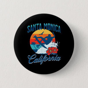 Chapa Redonda De 5 Cm Santa Mónica California Playa Surf Verano Vacacion