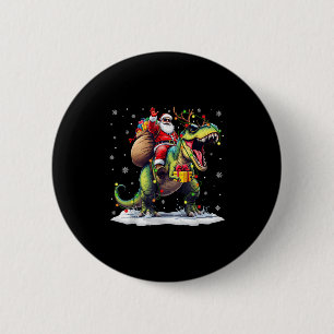 Chapa Redonda De 5 Cm Santa montando dinosaurio T Rex Navidad chicos hom