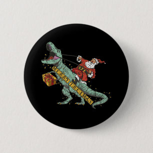 Chapa Redonda De 5 Cm Santa montando Trex - Feliz Trexmas