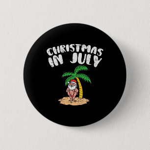 Chapa Redonda De 5 Cm Santa Navidad En Julio Palma Árbol Playa Verano Tr